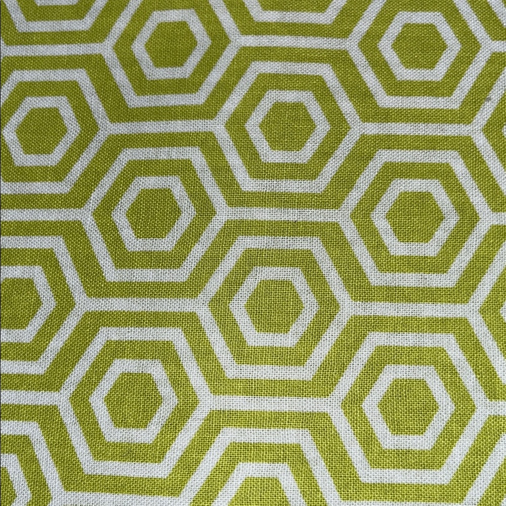 Cotton Fabric Geometric Hexagon Pattern - Lime Green & White 1 Yard 22” by 42”